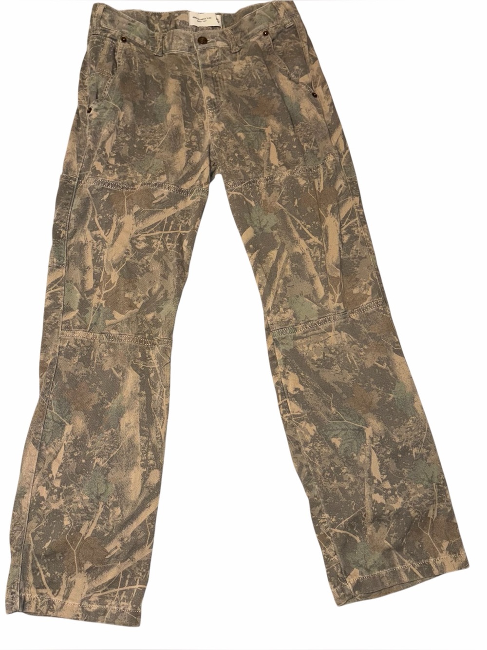 Abercrombie Kids Baggy Pants Green Camo Mid-Rise Straight Leg, 15/16, Women’s 26